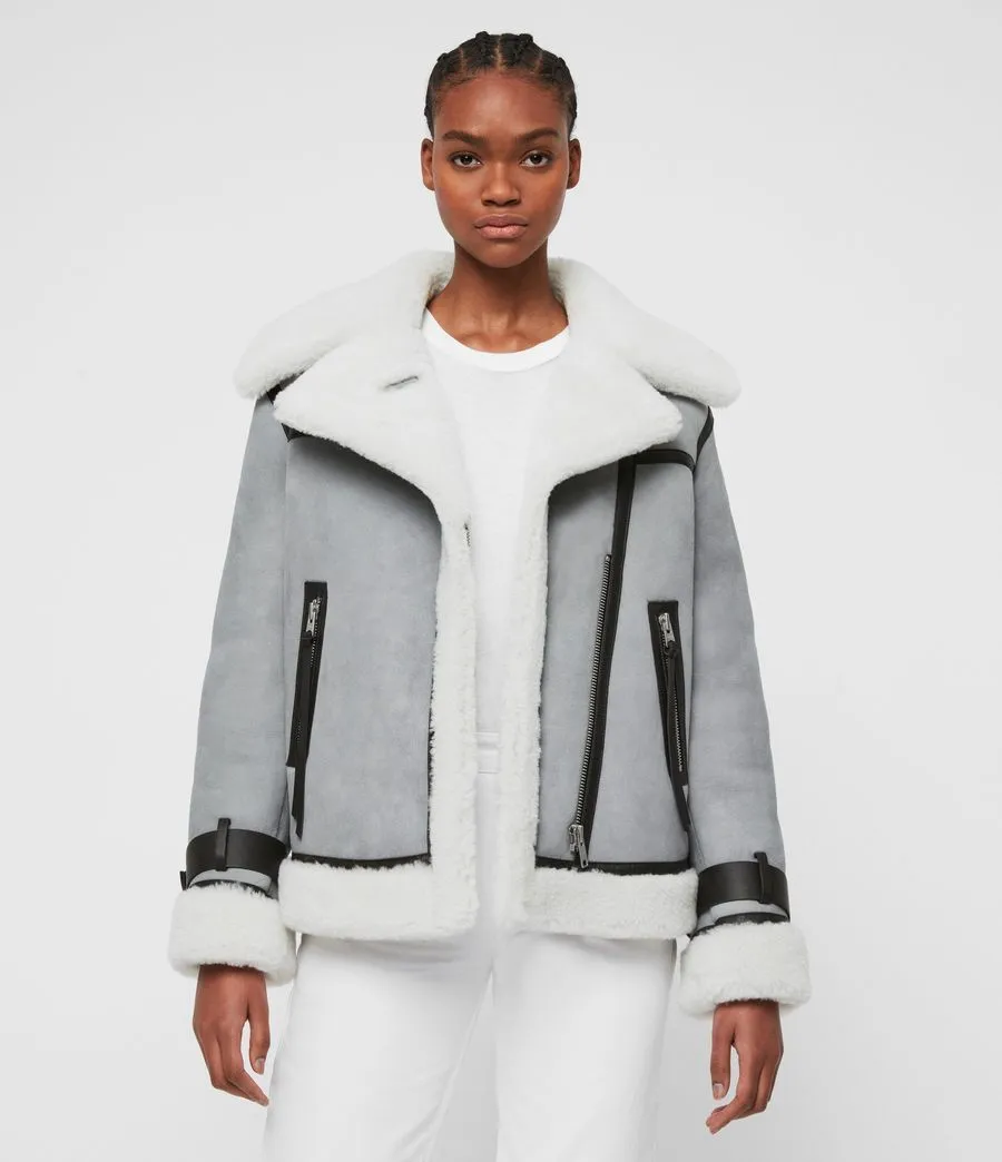 Priya Shearling Biker Jacket