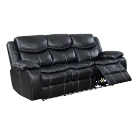 Radina Traditional Black USB Power Reclining Sofa with LED