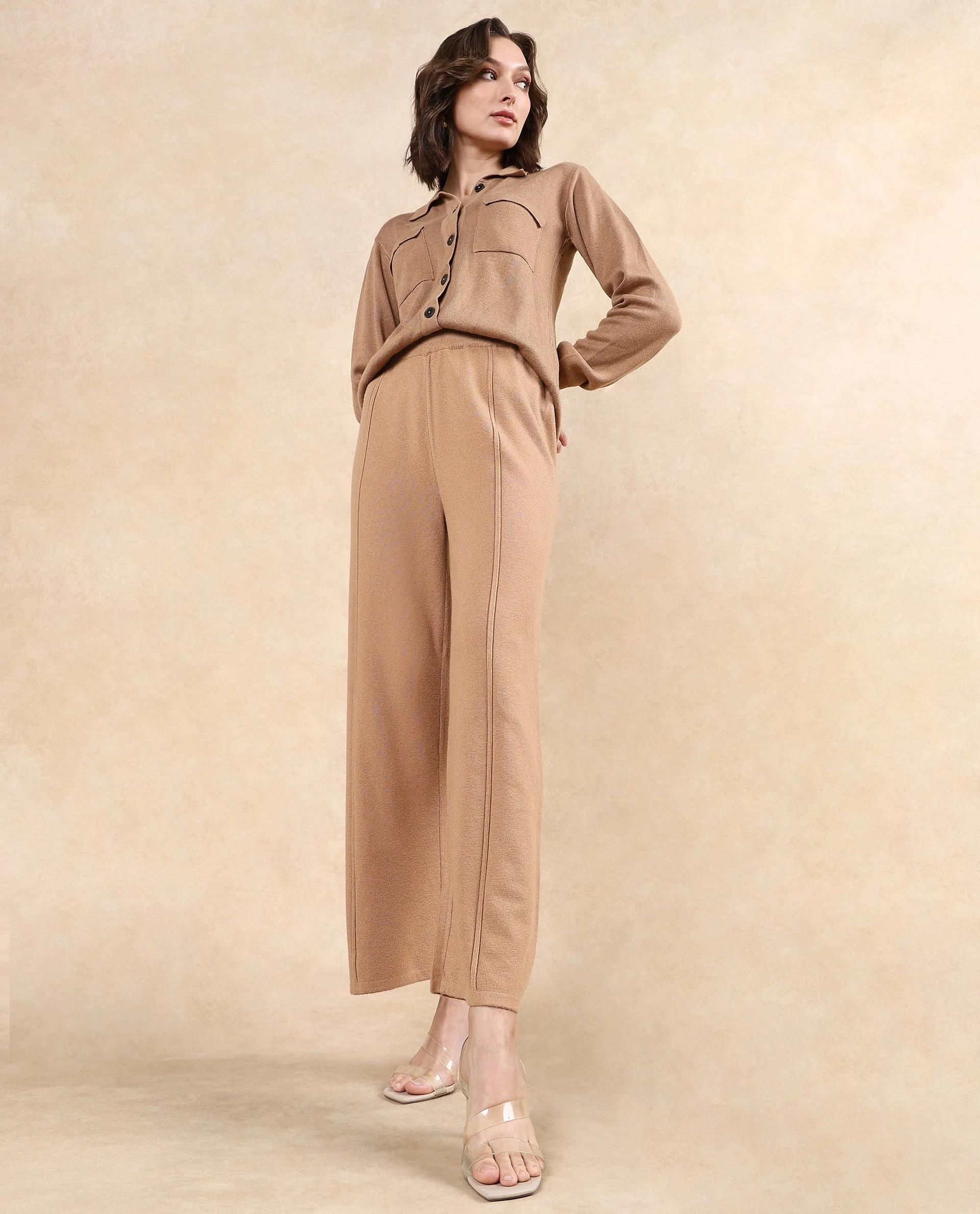 Rareism Women Omerli B Beige Oversized Fit Plain Trouser