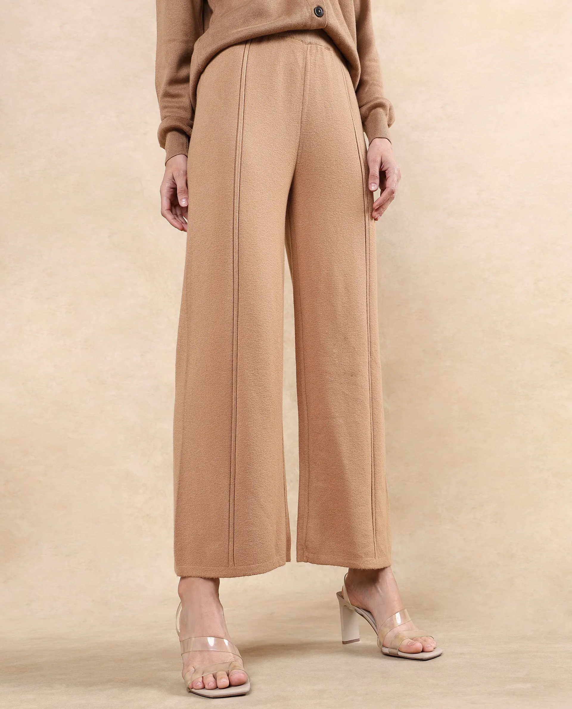 Rareism Women Omerli B Beige Oversized Fit Plain Trouser