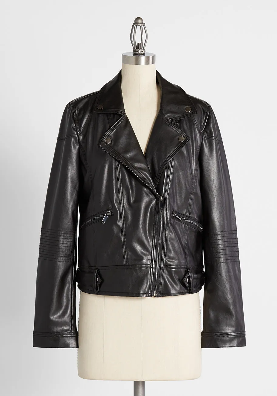 Ready For The Ride Vegan Leather Moto Jacket