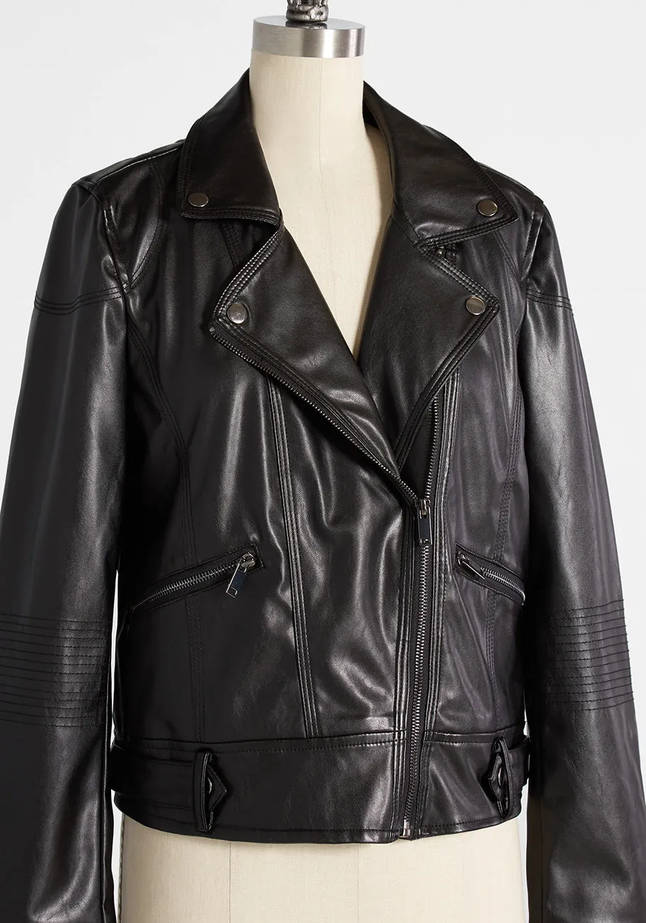 Ready For The Ride Vegan Leather Moto Jacket