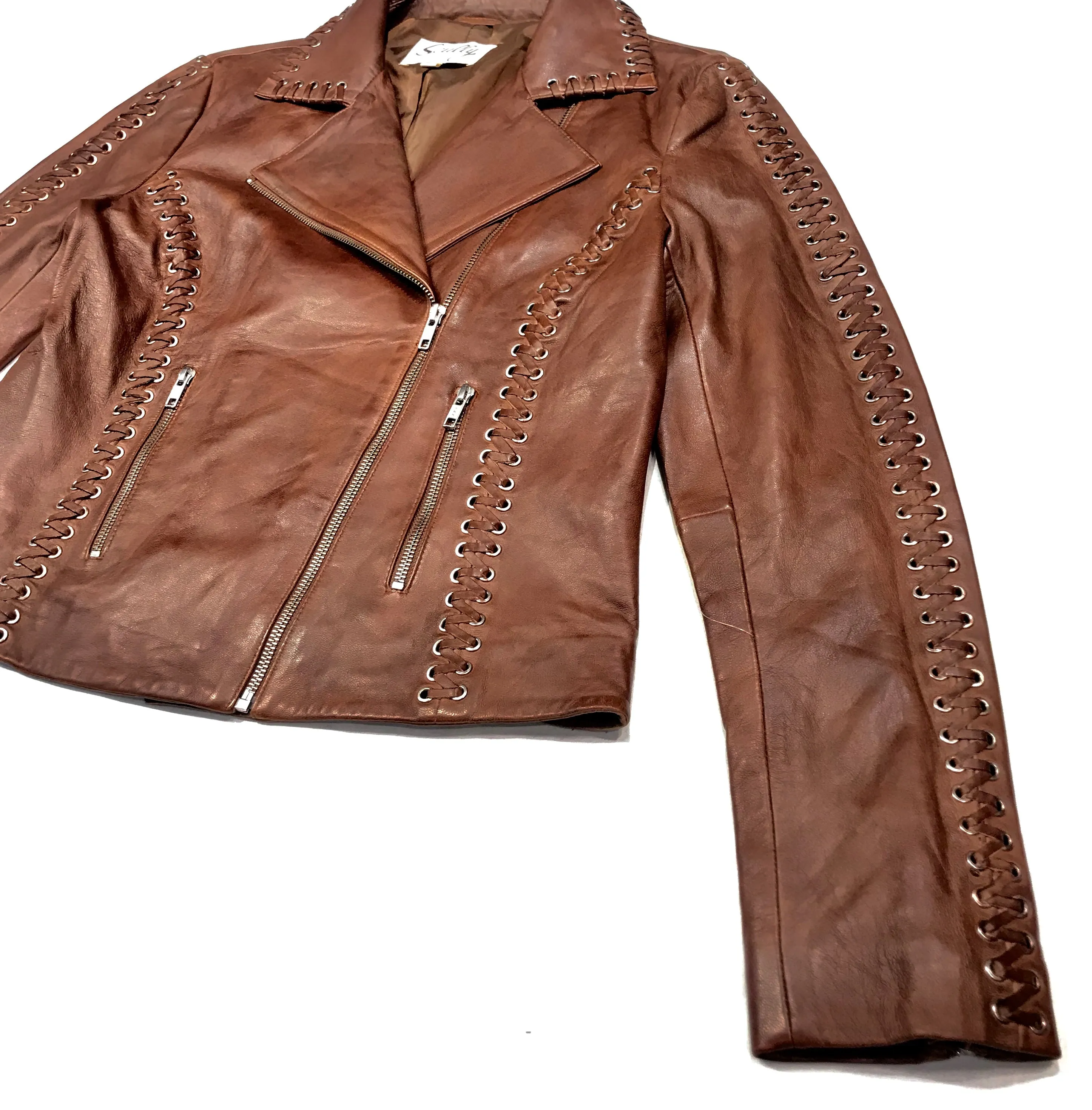 Scully Ladies Mocha Weaved Biker Jacket