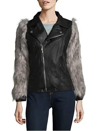 Sleeve Me... Faux Fur Leather Moto Jacket