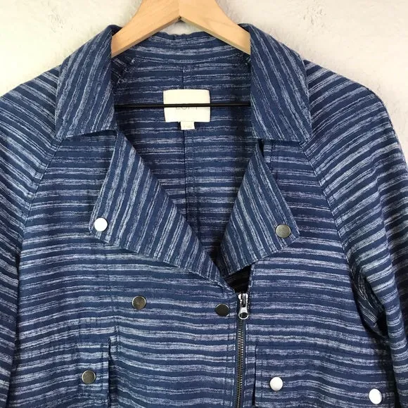 Striped Cotton Moto Jacket