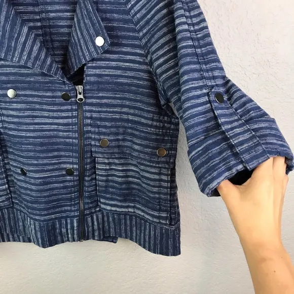 Striped Cotton Moto Jacket