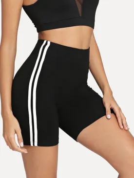 Trendy Side stripe biker shorts