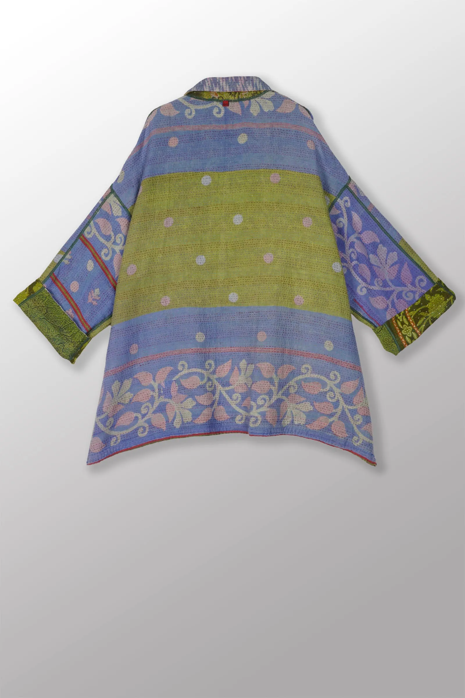 VINTAGE COTTON KANTHA OVERSIZED MINI COAT - cv2332-0006a -