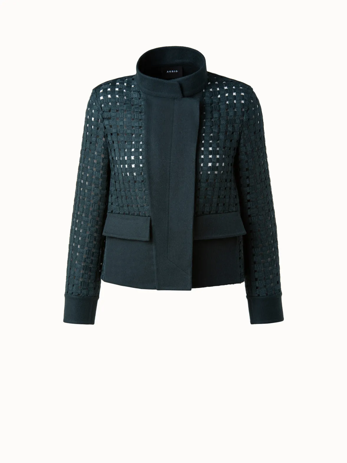 Wool Open Grid Embroidery Jacket