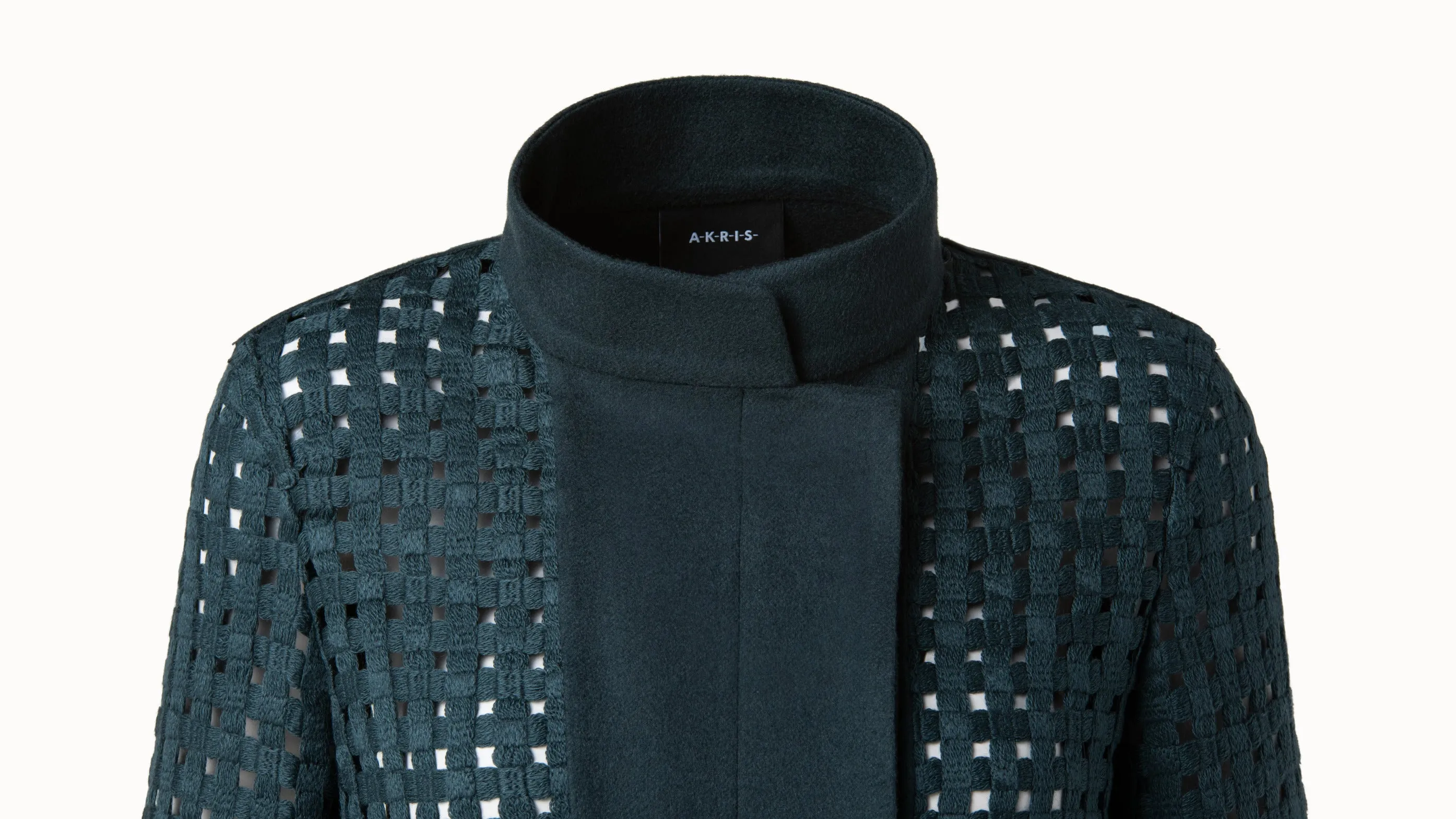 Wool Open Grid Embroidery Jacket